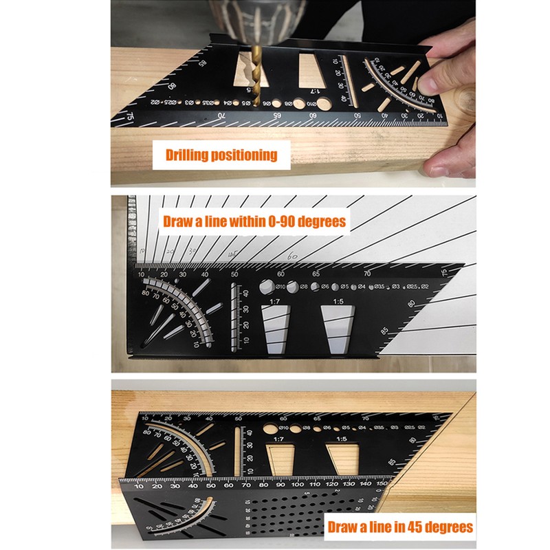 Portable Multi-Function T-Type Tridimensional Dovetail Joint Straight Rule Planning Scriber