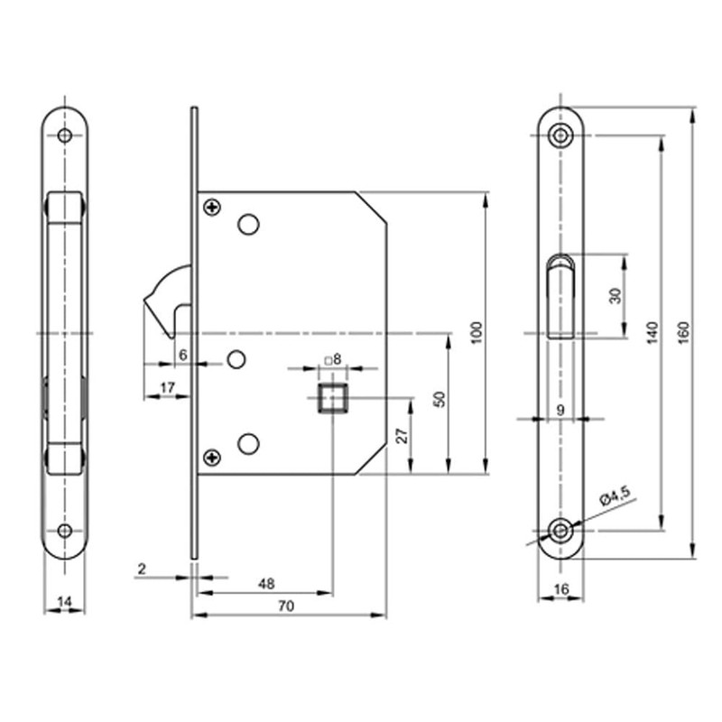 Toilet Hook Lock Set for Sliding Doors, Oval Door Rosette