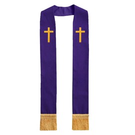 BLESSUME Church Clergy Pastor Cross Embroidered Stole (Purple 4)