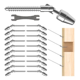 RiaYer 20 Pack Cable Railing Kit QuickLock,Invisible 180° Adjustable Right&Left Handed Thread Swage Lag Screws for Wood Post of 1/8" T316 Steel Cable Railing System, Tool-Free Installation,HF015SA