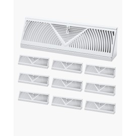 VEVOR 15-Inch Floor Registers, 10-Pack Baseboard Registers, HVAC Heavy-Duty Walkable Iron Floor Vents, Rustproof Anti-Peeling Air Vents Deflector Adjustable with Metal Damper for Home & Office, White