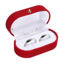 uxcell Velvet Ring Box, Small Travel Jewelry Case Mini Ring Holder Jewelry Organizer Storage Case for Women Girls Wedding Proposal Engagement, Red