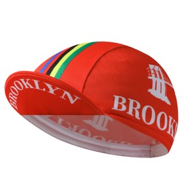 BikingBros Brooklyn Red Cycling Cap - Retro Cycling Hat-Under Helmet - Cycling Helmet Liner Breathable&Sweat Uptake