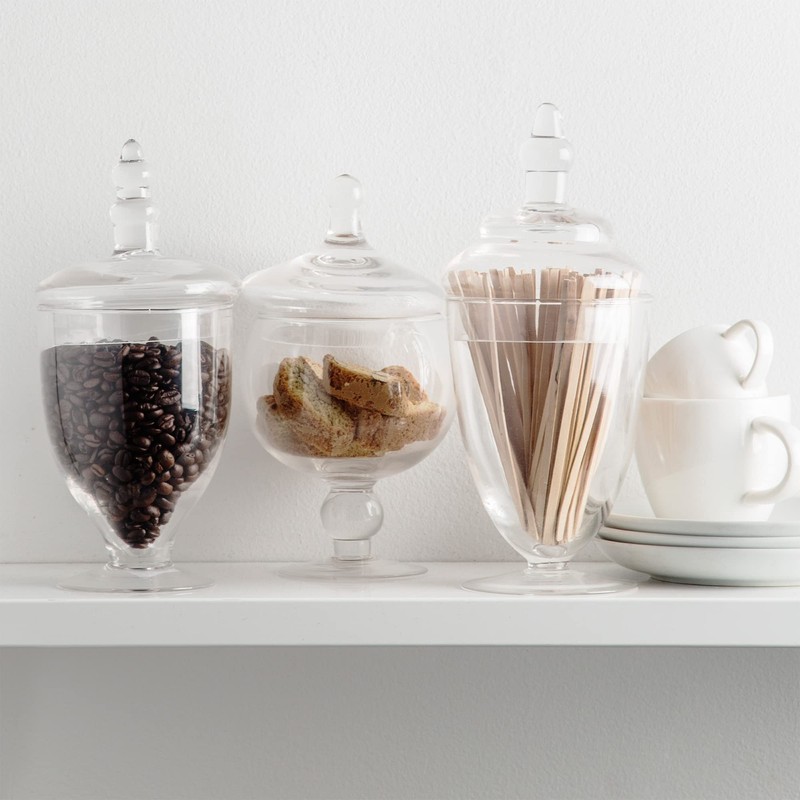 Candy Jars Clear Glass Apothecary Bowls - Set of 3