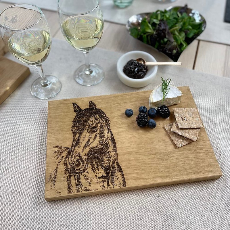 Selbrae House Oak Cutting Board. Horse Design. Practical, Durable, Sustainable
