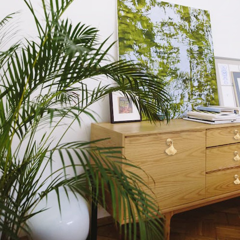 LLDYNW 4 pcs Ginkgo Leaf Knobs Leaf Shape Handles Zinc