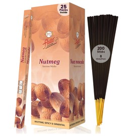 Flute Nutmeg Incense Sticks – Spicy, Earthy & Sweet Aroma for Cleansing, Calm & Positive Vibes – 8 Sticks/Pack, 25 Packs/Box (9 Inch, 200 Sticks) | 40 Minutes Burn Time