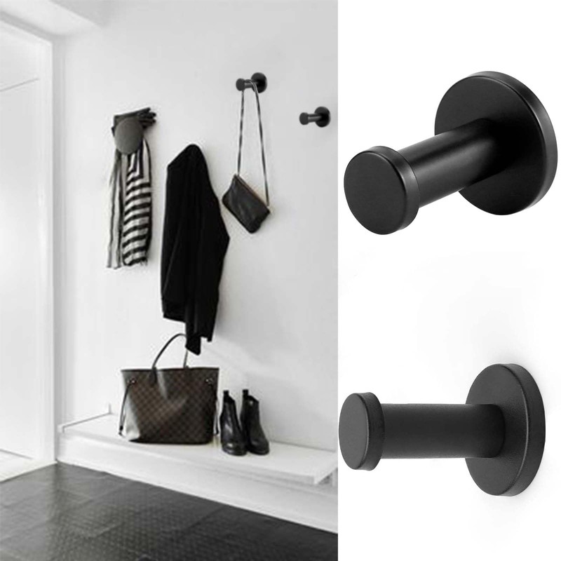 XQEUMC Pack of 8 Coat Hooks Black Matt Round 55