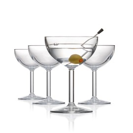 Drinique Unbreakable Coupe Champagne Glasses (Set of 4) 8oz Classic Shatterproof, Reusable, Coupe Glass - Clear