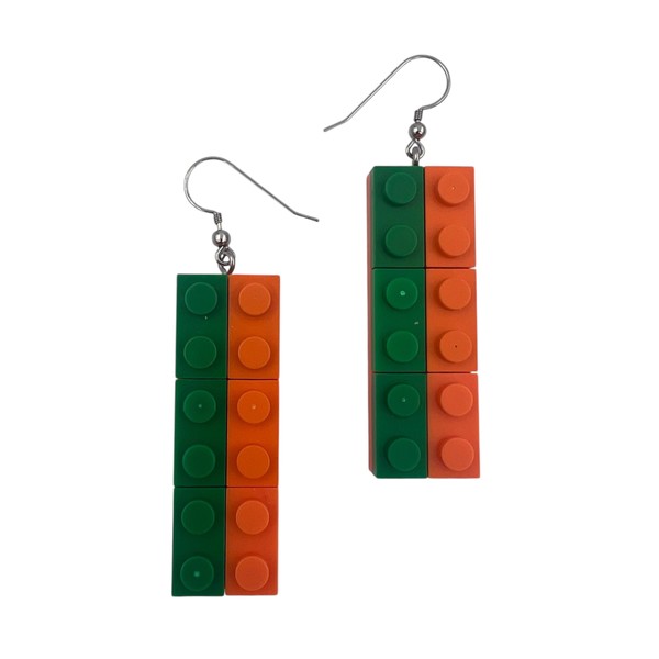 Orange & Green Earrings for Women - Soccer Earrings -