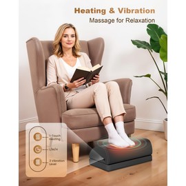Foot Rest for Under Desk at Work, Heated Foot Stool with Vibration Massage, Adjustable Height Memory Foam Foot Stool,2 Heat Levels Ergonomic Desk Footrest