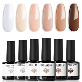 modelones Gel Nail Polish Set- 6 Colors White Nude Brown Gel Polish Skin Tone Neutral Beige Tan Taupe Nail Polish Kit Popular Fall Winter Soak Off Soapnails Nail Art Manicure DIY Salon Gift for Women