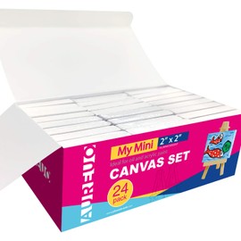 AUREUO Mini Stretched Canvas - 2x2 Inch/24 Pack - 2/5 Inch Profile Square Canvas - Christmas Holiday Set for Kids, Ideal for Painting & Craft