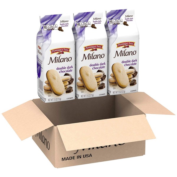 Pepperidge Farm Milano Cookies, Double Dark Chocolate, 3 Bags, 7.5