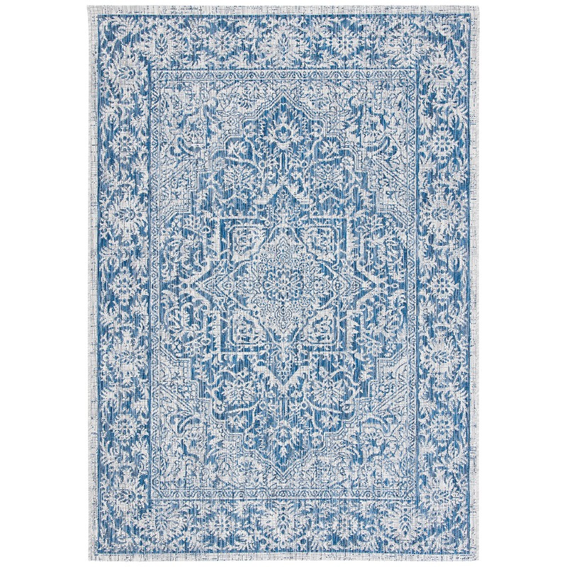 SAFAVIEH Courtyard Collection 8' x 10' Light Grey/Navy CY8763 Indoor/