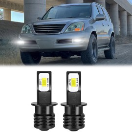 SHENKENUO For Lexus GX470 2003-2009 2x H3 LED Fog Light Bulbs Super Bright Kit 6000K White