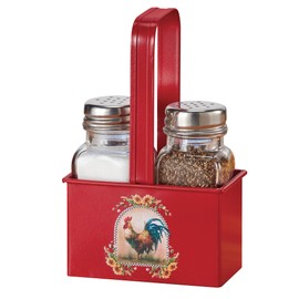 Collections Etc Country Rooster Salt & Pepper Shaker 3-Piece Set