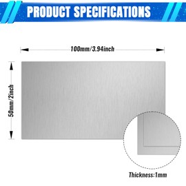 Uxney Stainless Steel Sheet,2" x 4"-18 Gauge(1mm) Thickness 430 Stainless Steel Metal Plates for DIY, Jewelry, Electrical, Repair, Industrial(2 Pac）