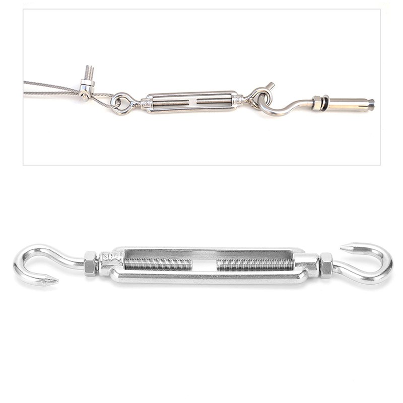 Labuduo Turnbuckle, M6 Stainless Steel 4 Hook Two Hook Turnbuckle