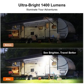 Aluminum RV LED Porch Light- Dual Color Switchable White & Amber, 1400LM Bright Outdoor Light, IP67 Waterproof 12-30V DC, for Campers, Trailers, Motorhomes (White Housing)- 1 Pack