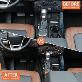 RERPRO Air Conditioner Headlight Switch Knob Cover Trim for 2021 2022 2023 2024 New Ford Bronco 2/4 Door Interior Accessories Audio 4 Wheel Drive Trailer Gear Control Knob Aluminum Decoration Orange