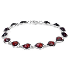 Ian and Valeri Co. Cherry Amber Sterling Silver Teardrop Bracelet 7.5 Inches