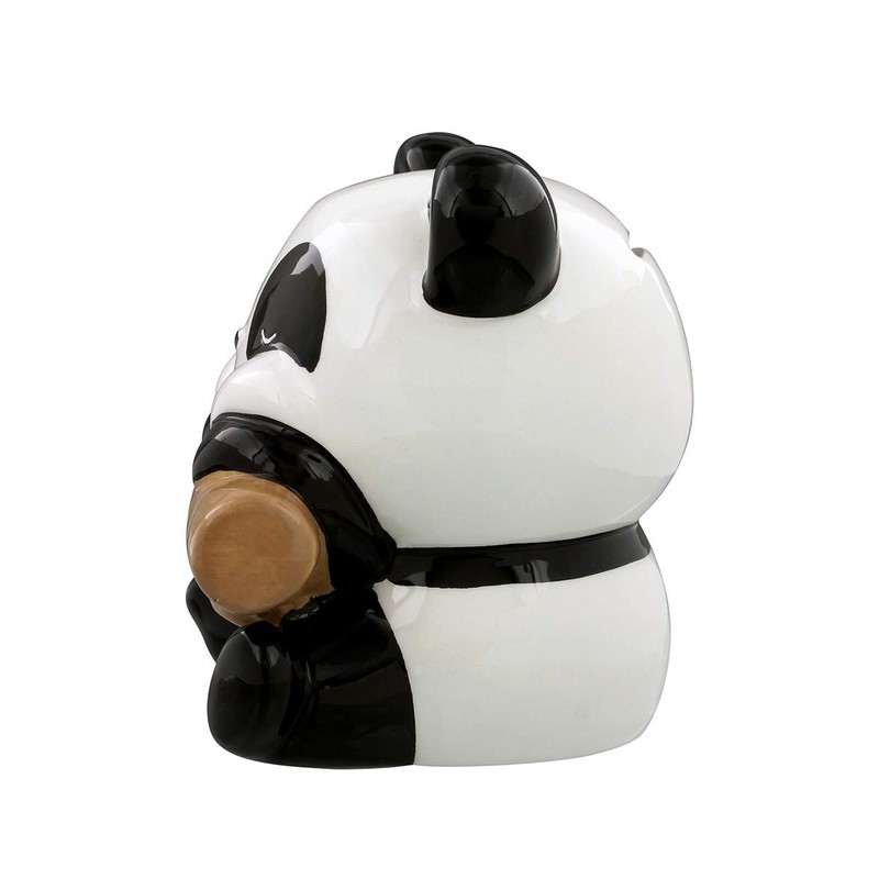 Pandarama Panda On Branch Money Box Black & White