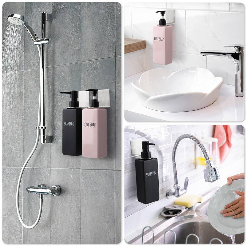 Segbeauty 3Pcs Adhesive Bottle Holder, Stainless Shampoo Bottle Holder, Dia