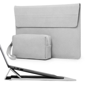 HYZUO 15 Inch Laptop Case with Adjustable Stand for MacBook Air 15 M4 A3241 M3 A3114 M2 A2941 2025-2023, MacBook Pro 15, 15 Inch Surface Laptop 7/6/5/4, with Accessory Bag, Light Grey