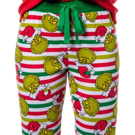 MJC International Women's Dr. Seuss Naughty and Nice Ladies Pajamas (Small) Red