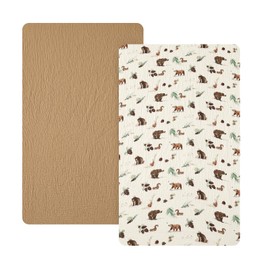 david's kids Muslin Mini Crib Sheets, 2 Pack Cotton Pack N Play Sheets for Boys Girls Neutral, Soft Breathable Baby Sheets Fit Pack N Play, Playard and Mini Crib Mattresses, Woodland Animal