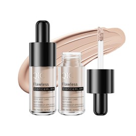 2Pcs Liquid Concealer Makeup, Eye Concealer, Full Coverage Concealer For Dark Circle Reduces Look of Fine Lines & Blemishes, Buildable Coverage (WARM PEACH)