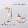 8-9 MM Freshwater Pearls Dangle Cubic Zirconia Bezel Set Stud