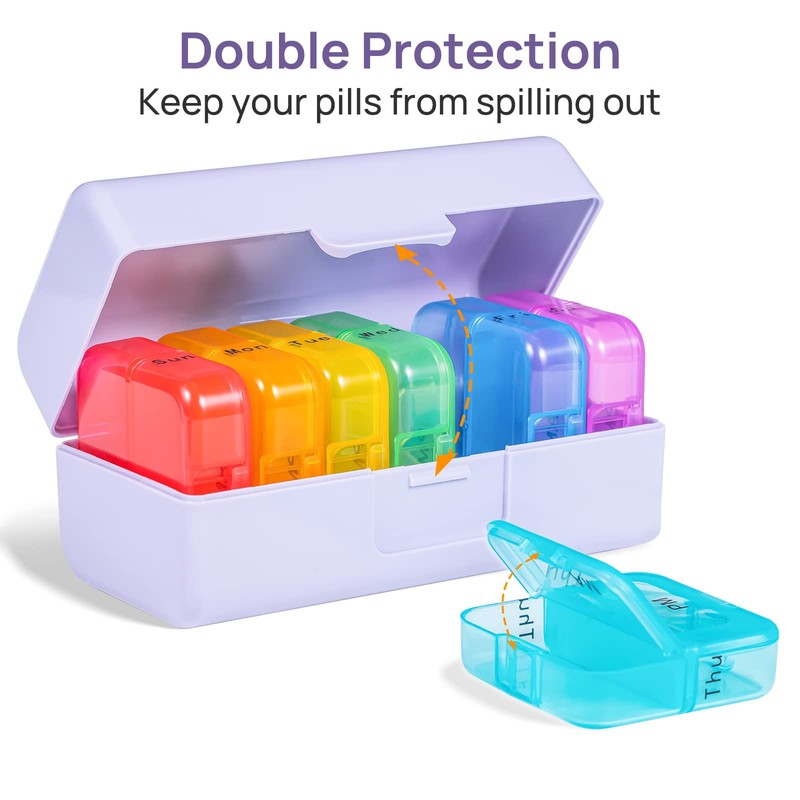 Zoksi Weekly Pill Organizer 2 Times a Day, Purple 7