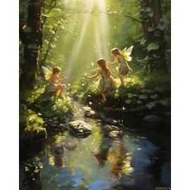 SVINOILER Paint by Number, Bubbling Brook Fairies, Adult Crafts Adults Paint by Number Kits, Room Decor Gift for Birthday Festival 16x20 inch, No Frame