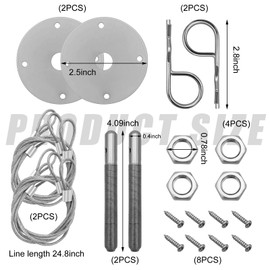 Yourkar Hood Pins Kit for Car, Stainless Steel Hood Pin Plate Lock Clip Kit for Modified Vehicles, Universal Engine Hood Pins Bonnet Locking Catch Clip Kits, Car Accessories (Silver)