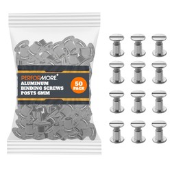 50 Pack of Chicago Screw Post Binding Screws, 6mm Nickel Plated Metal Screw Posts for Scrapbooking, Photo Albums, Binding Leather Repair