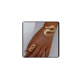 Cubahop Women Bangle Double Layer Metal S Shape Snake Shape Opening Adjustable Smooth Hand Jewelry for Women, Metal