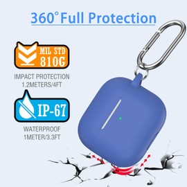 MHYALUDO for AirPods 3rd Generation Case Cover 2021, Military Grade Soft Silicone Shock-Absorbing Protective for AirPods 3 Case Skin with Keychain and Cleaning kit, Royal Blue