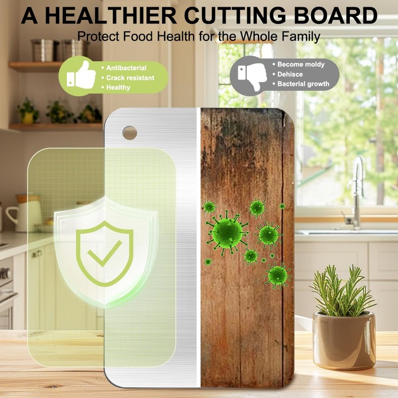 BLOCE Titanium Cutting Board for Kitchen, Stainless Non Stick Chopping
