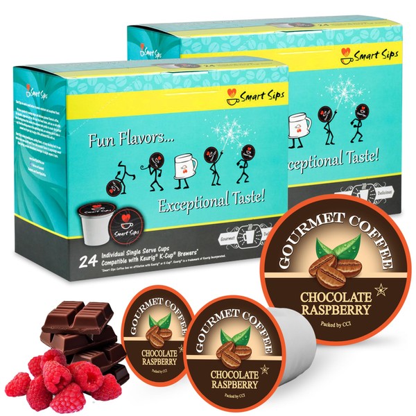 Smart Sips Coffee, Chocolate Raspberry Coffee, Medium Roast, Gourmet Flavored