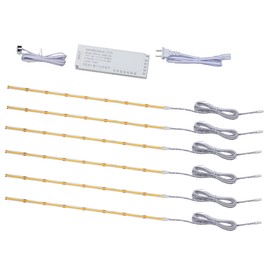 GZGMET 6 Pcs COB LED Strips Bright Dispaly Case Under Cabinet Light,Touch Sensor Dimmable LED, Bedrooms Bookshelf Wardrobes Cabinet Strip Lights (Warm White, 6 * 40inch LED Strips)