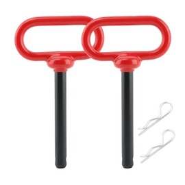 Reicyfang 2PCS 1/2" x 3-5/8" Steel Hitch Pin with Clip, Red Trailer Handle Hitch Pin Accessories, Heavy Duty One-Handed Towing Cargo Accessories for Farm,Tractor,Turn Mower, Towing Cargo, Boat, RV