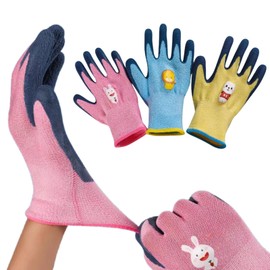 KLLJ Work gloves for children, 3 pairs of garden gloves, garden gloves, grip work gloves, gloves for garden, children's work gloves, protective gloves for home gardening