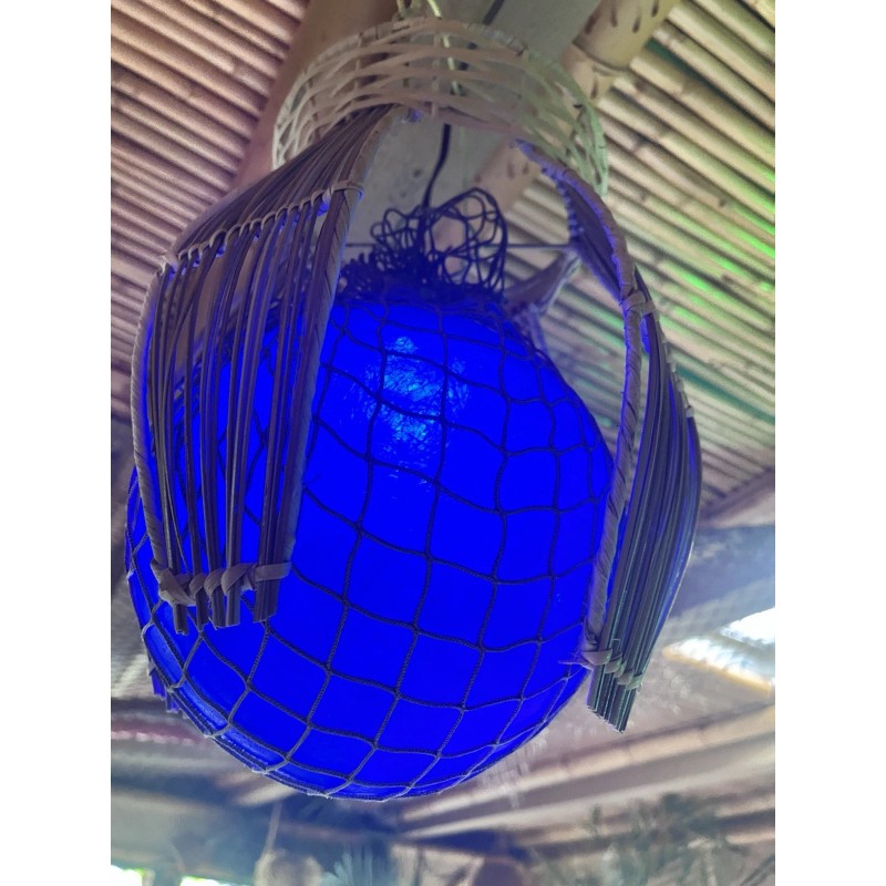 NEW Rattan Float Lamp W/ Netting W/blue Led Bulb Smokin
