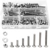280PCs 1/4-20 Hex Bolts Screws Hex Nuts Flat Washers Lock