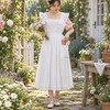 Women's Lace Bib Apron for Cooking – Ruffled Cotton-Polyester Pinafore