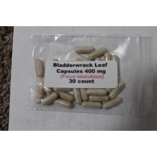Unbranded Bladderwrack Powder Capsules (Fucus vesiculosus) 400mg - 30 count