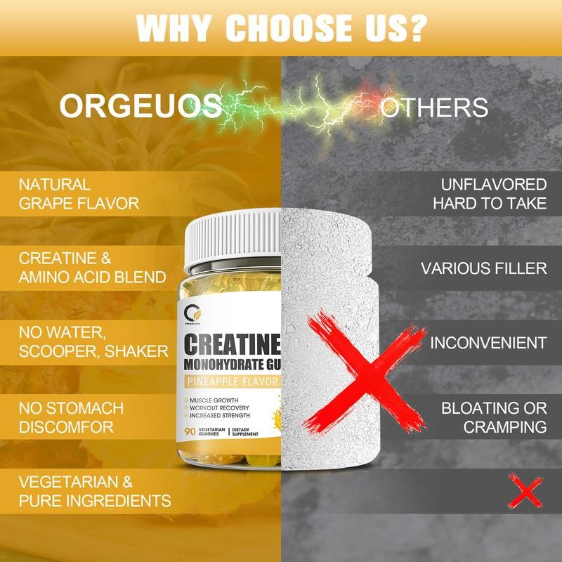 (2 pack)Creatine Monohydrate Gummies 5000mg, 90 Ctfor Enhanced Muscle Growth,