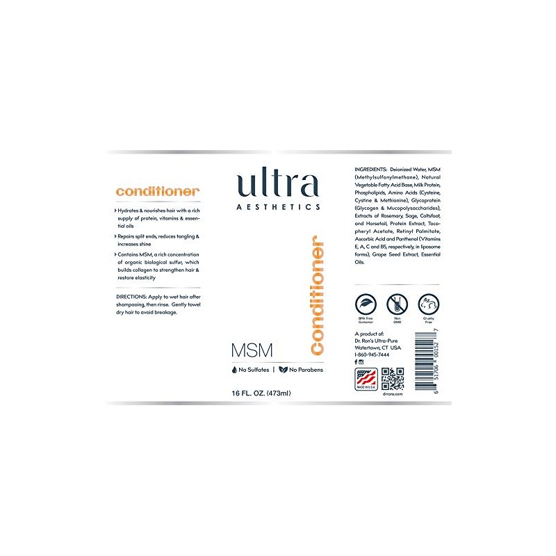 Ultra Aesthetics MSM Conditioner 16 oz